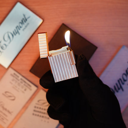 Vintage 1980 St Dupont Ligne 1 Heavy 24k Gold Finish Small Size / Full Set with box and document