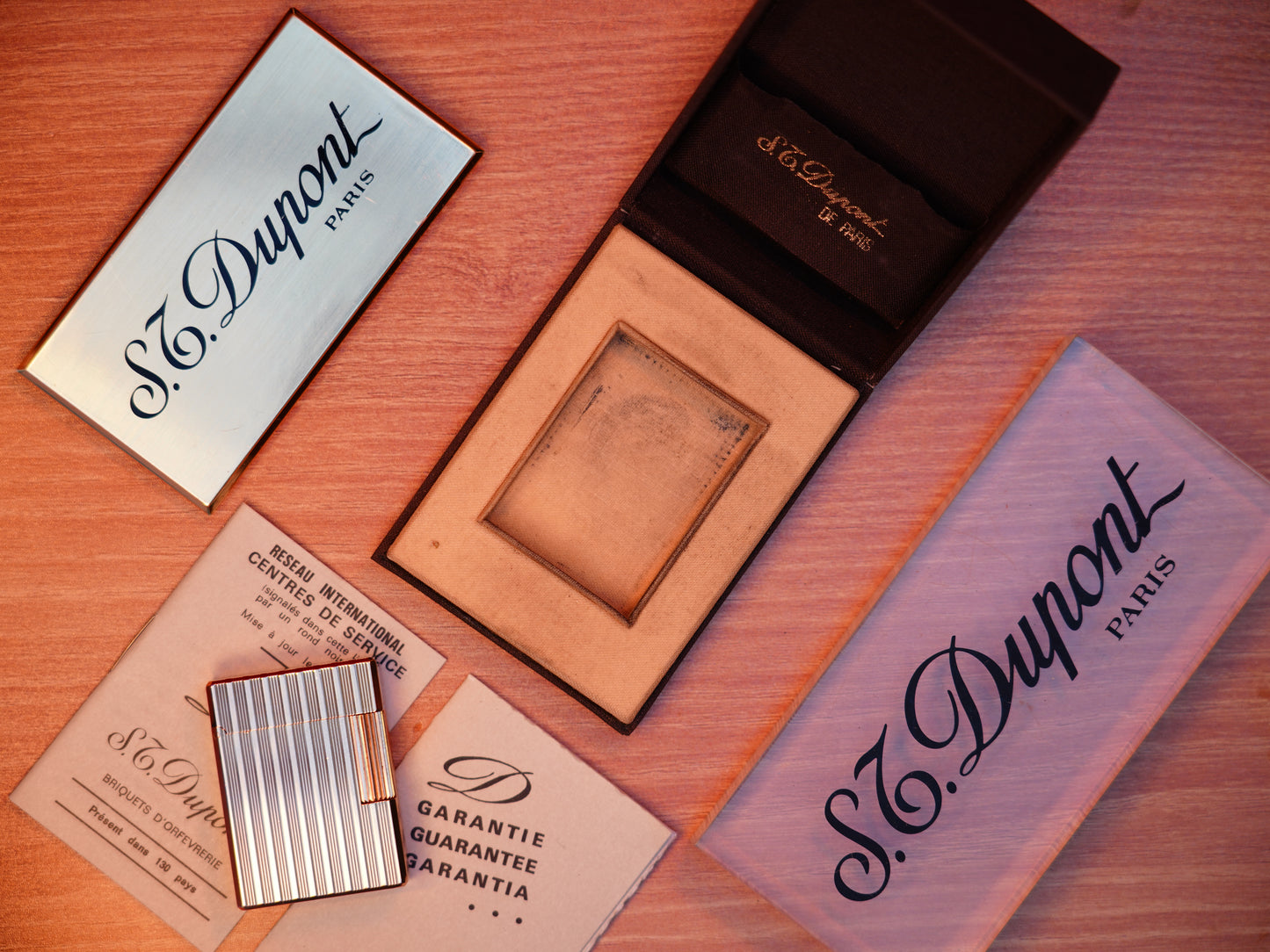 Vintage 1980 St Dupont Ligne 1 Heavy 24k Gold Finish Small Size / Full Set with box and document