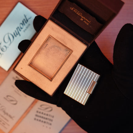 Vintage 1980 St Dupont Ligne 1 Heavy 24k Gold Finish Small Size / Full Set with box and document