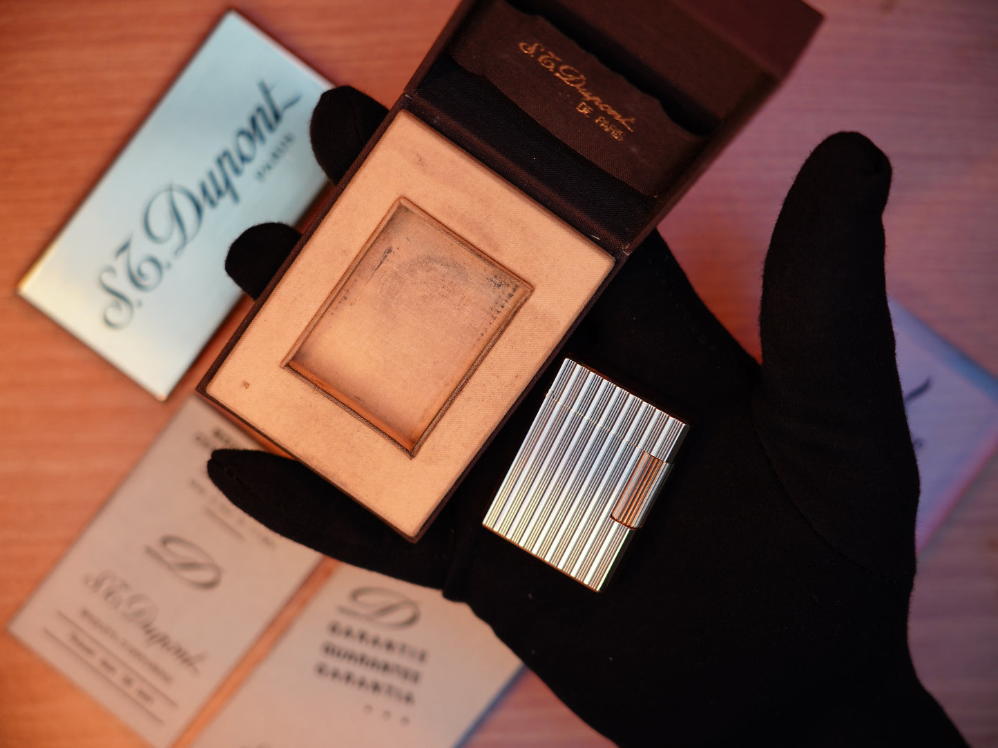 Vintage 1980 St Dupont Ligne 1 Heavy 24k Gold Finish Small Size / Full Set with box and document