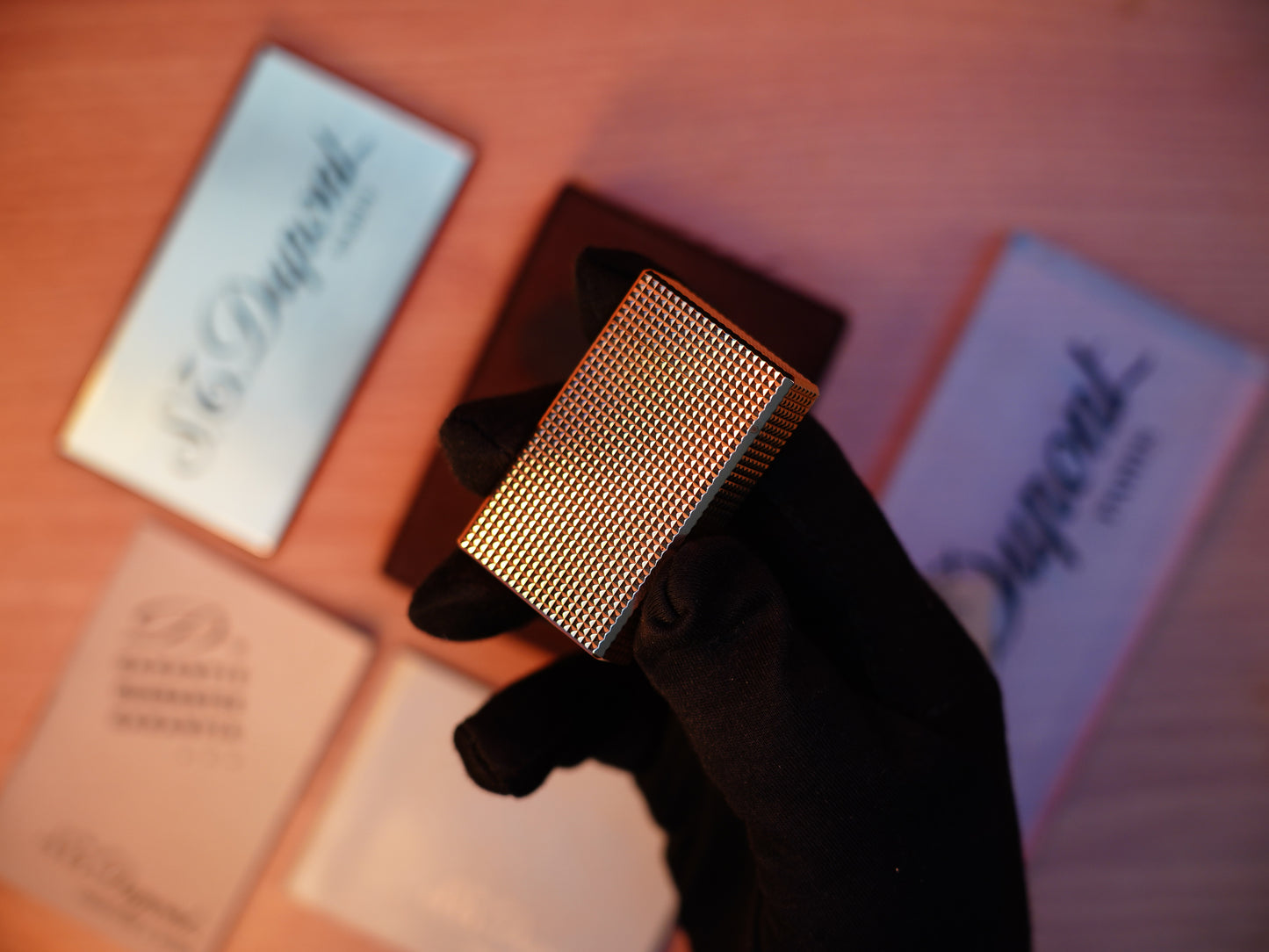 Vintage 1980 St Dupont Ligne 1 Heavy 24k Gold Finish Large Size Diamond pattern / Full Set with box and document