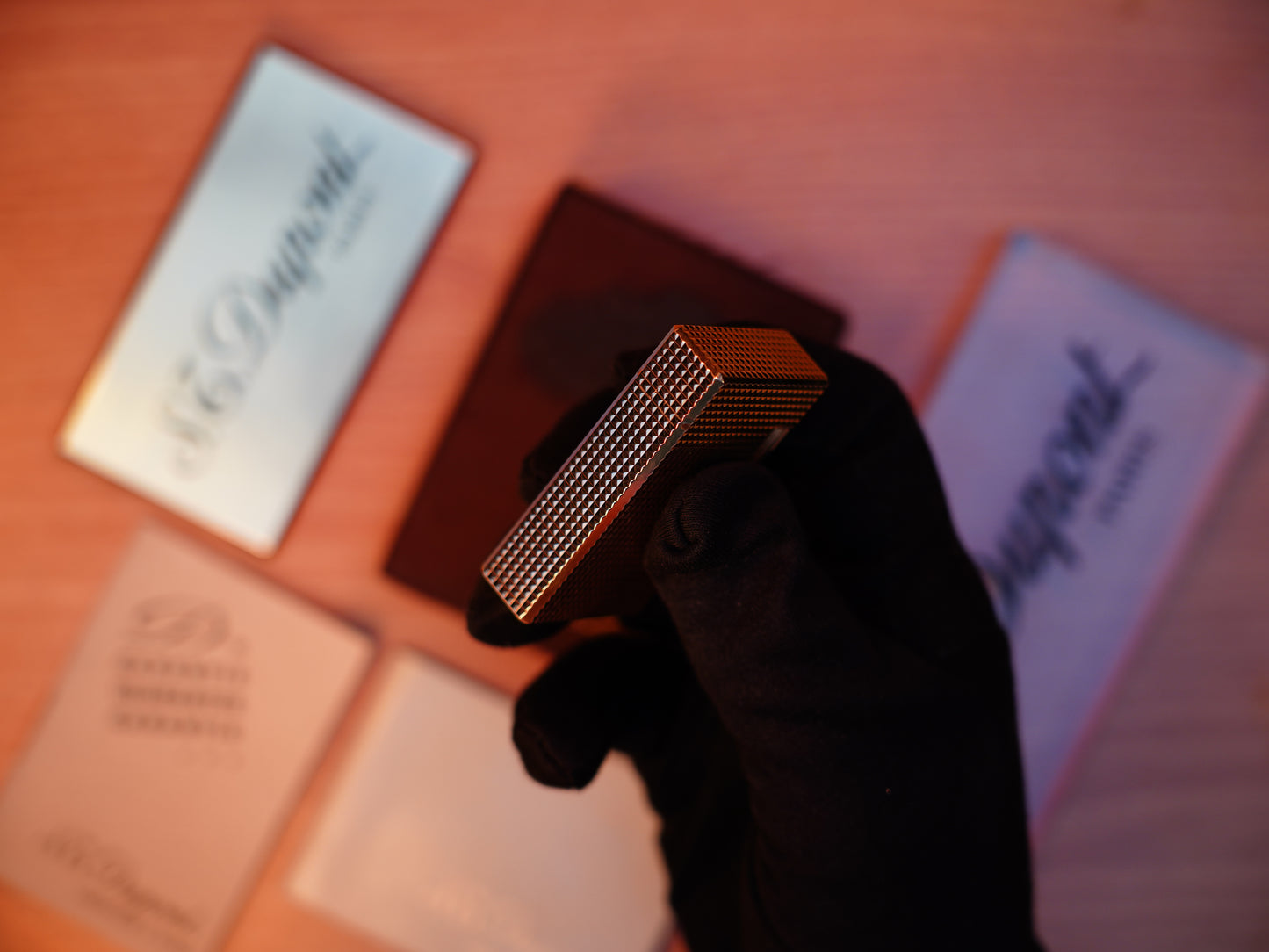 Vintage 1980 St Dupont Ligne 1 Heavy 24k Gold Finish Large Size Diamond pattern / Full Set with box and document
