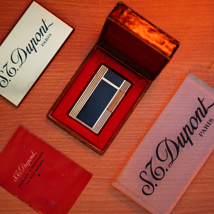 Vintage 1960 St Dupont Ligne 1 Heavy 24k Gold Finish and natural lacquer Large Size / Full Set with box and document