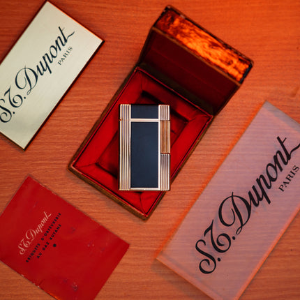 Vintage 1960 St Dupont Ligne 1 Heavy 24k Gold Finish and natural lacquer Large Size / Full Set with box and document