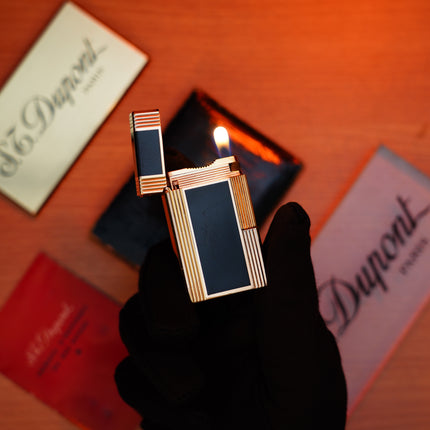 Vintage 1960 St Dupont Ligne 1 Heavy 24k Gold Finish and natural lacquer Large Size / Full Set with box and document