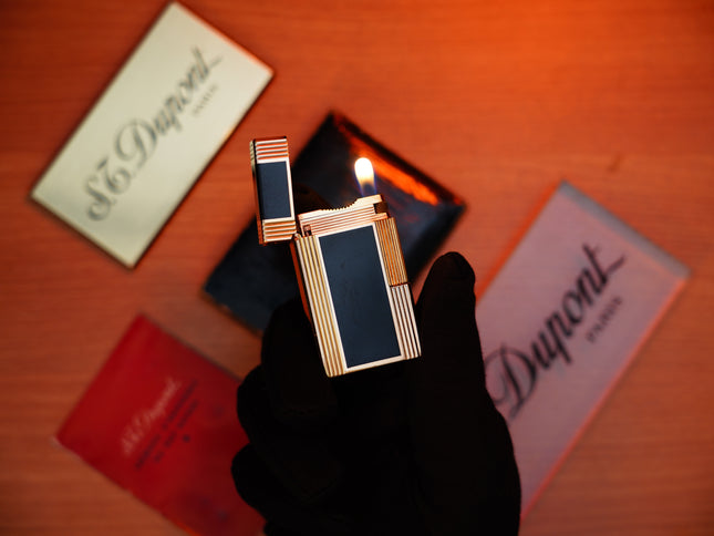 Vintage 1960 St Dupont Ligne 1 Heavy 24k Gold Finish and natural lacquer Large Size / Full Set with box and document