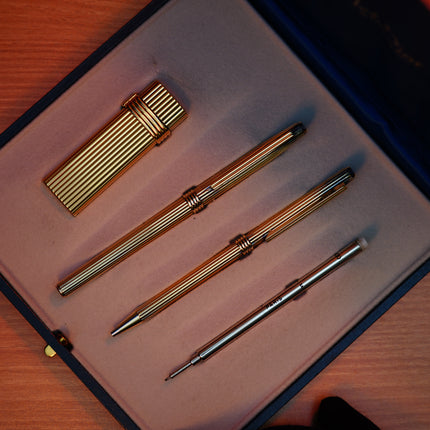 Vintage 1970 Christian Dior Vermill Solid 925 Sterling Silver Pens and lighter / rare gift set