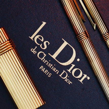 Vintage 1970 Christian Dior Vermill Solid 925 Sterling Silver Pens and lighter / rare gift set