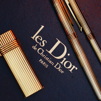 Vintage 1970 Christian Dior Vermill Solid 925 Sterling Silver Pens and lighter / rare gift set