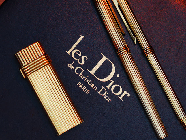 Vintage 1970 Christian Dior Vermill Solid 925 Sterling Silver Pens and lighter / rare gift set
