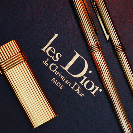 Vintage 1970 Christian Dior Vermill Solid 925 Sterling Silver Pens and lighter / rare gift set