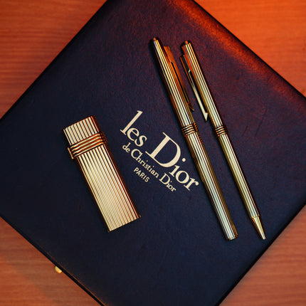Vintage 1970 Christian Dior Vermill Solid 925 Sterling Silver Pens and lighter / rare gift set