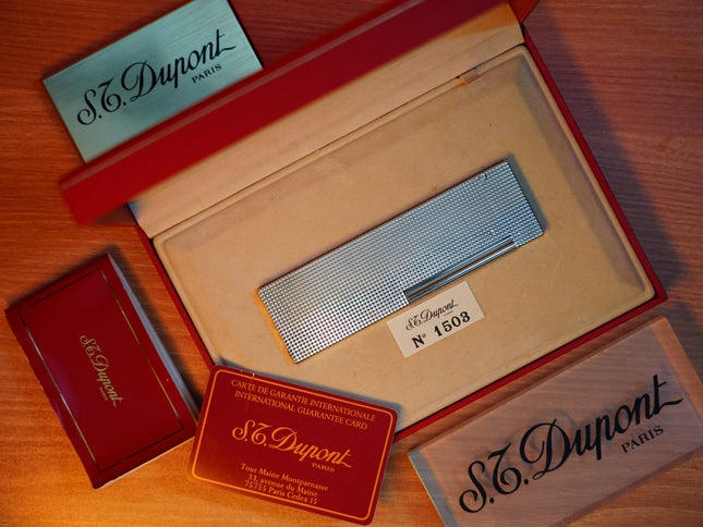 Vintage S.T. Dupont Ligne 2 Table Lighter – 1980 Heavy Silver Finish