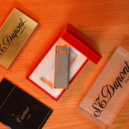 Vintage 1970 Cartier Lighter – Early Natural Lacquer, Light Gray
