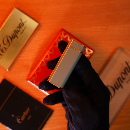 Vintage 1970 Cartier Lighter – Early Natural Lacquer, Light Gray