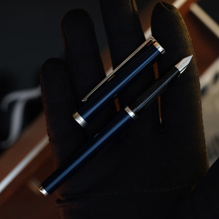 Vintage 1970 S.T. Dupont Fountain Pen – 925 Sterling Silver & Natural Lacquer – 18K Solid Gold Nib – Luxury Collectible