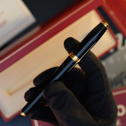 Vintage 1980 S.T. Dupont Fidelio Fountain Pen – Natural Black Lacquer – Hallmarked 14K Solid Gold Nib – Full Set NOS