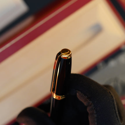 Vintage 1980 S.T. Dupont Fidelio Fountain Pen – Natural Black Lacquer – Hallmarked 14K Solid Gold Nib – Full Set NOS