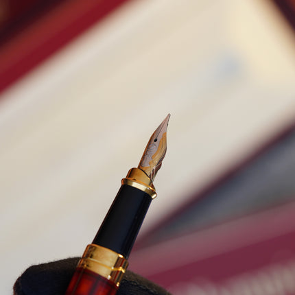 Vintage St Dupont Olympio Limited Vertigo Natural Lacquer Luxury 18k Solid Gold F Fountain Pen