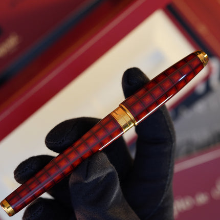 Vintage 1980s S.T. Dupont Vertigo Fountain Pen – Natural Lacquer Pattern – Hallmarked 18K Two-Tone Solid Gold Nib (M) – Full Set NOS