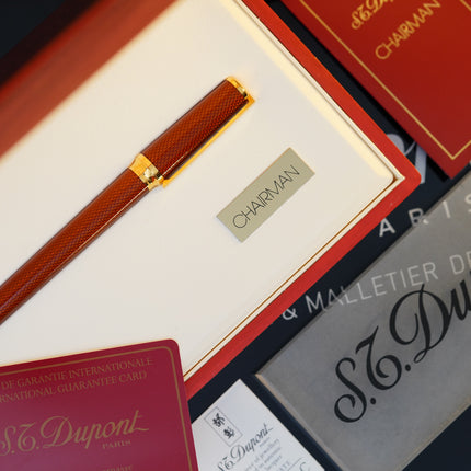 Vintage St Dupont Luxury Ambre Chairman Natural Lacquer 18k Solid Gold M Fountain Pen