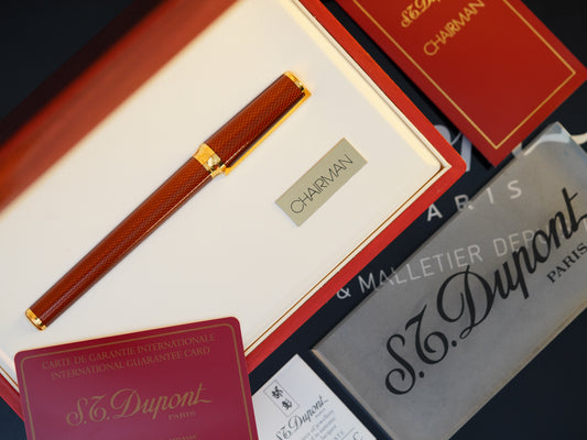 Vintage St Dupont Luxury Ambre Chairman Natural Lacquer 18k Solid Gold M Fountain Pen