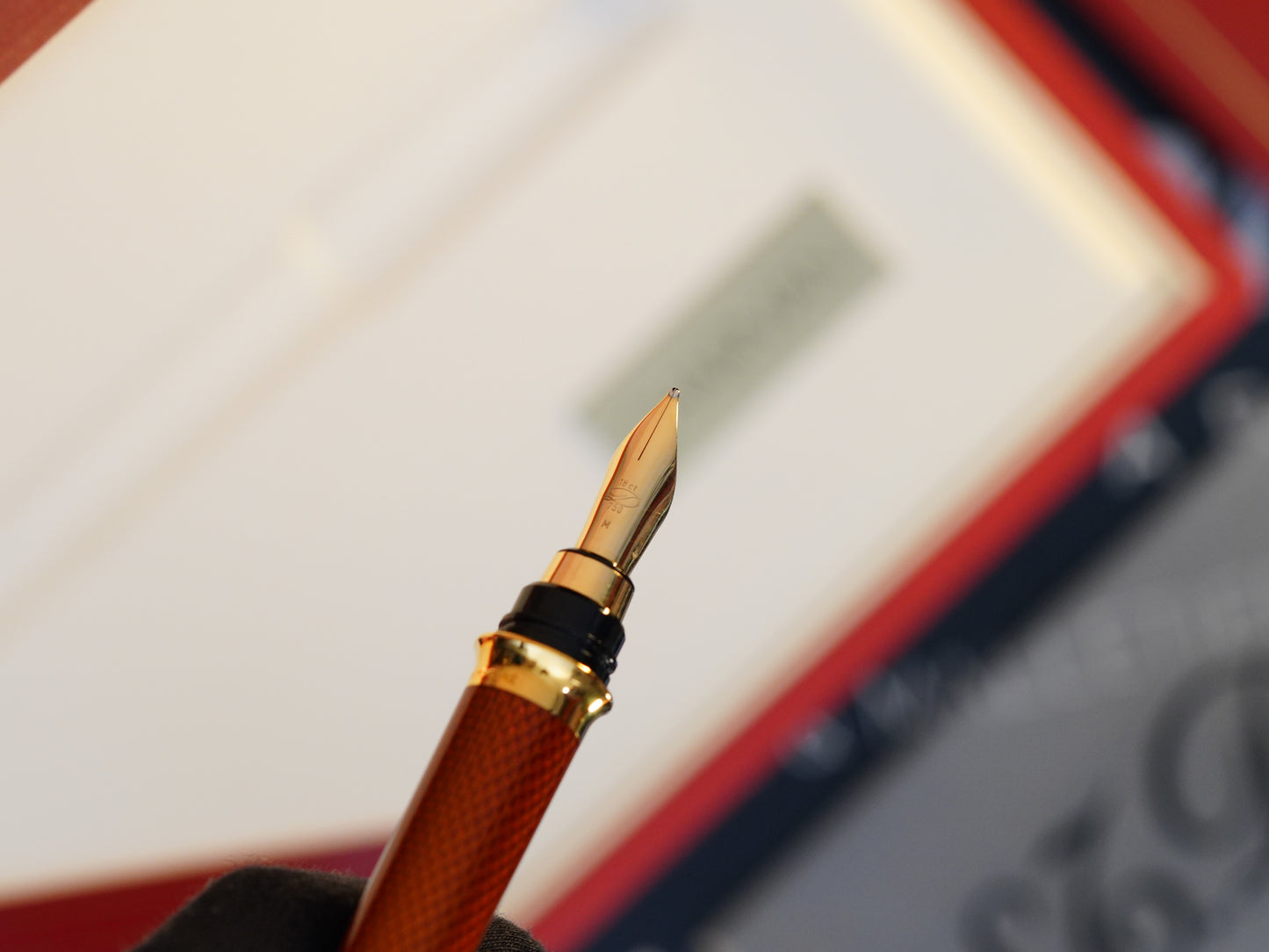 Vintage St Dupont Luxury Ambre Chairman Natural Lacquer 18k Solid Gold M Fountain Pen