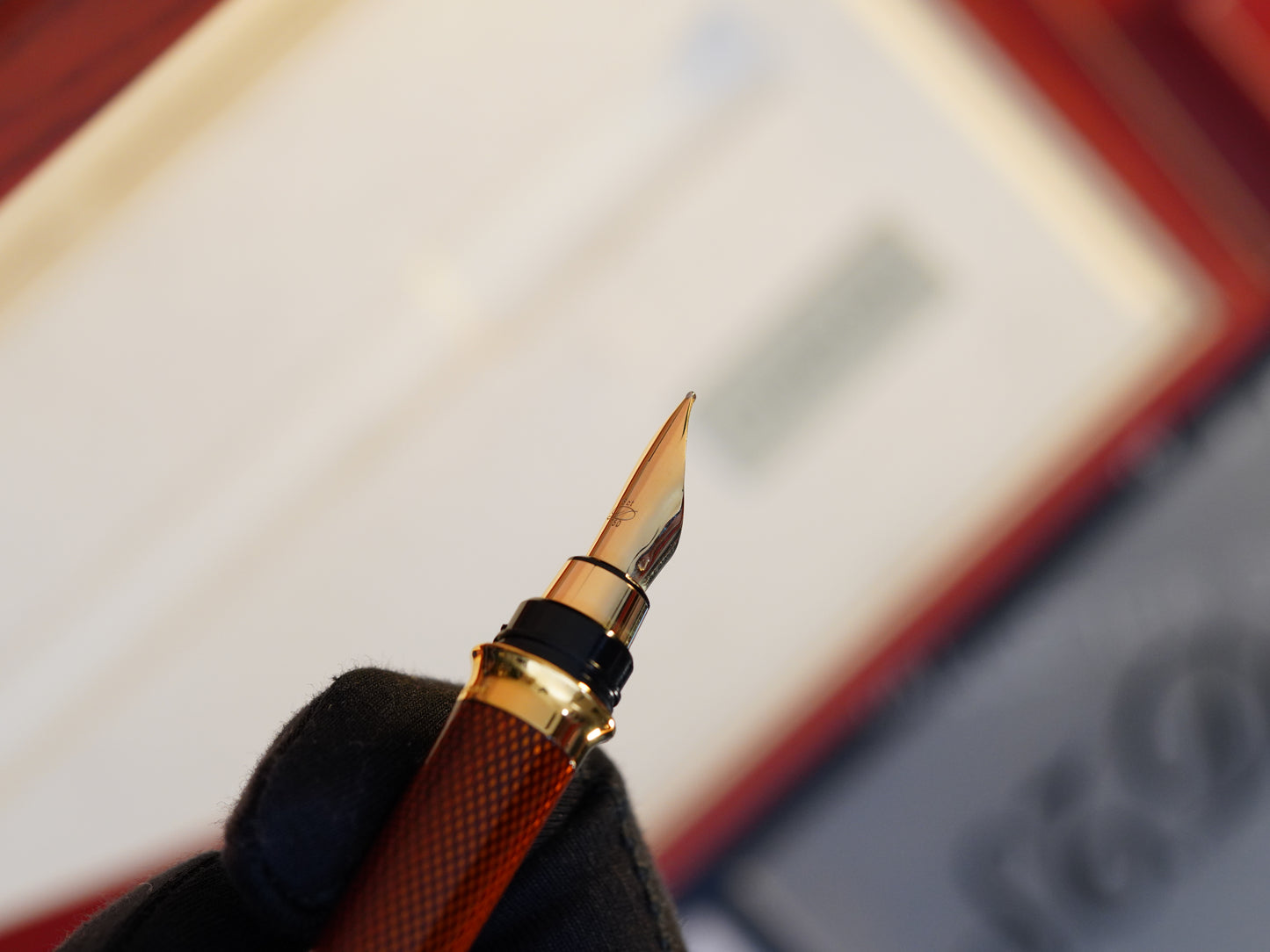 Vintage St Dupont Luxury Grenat Natural Lacquer Chairman 18k Solid Gold M Fountain Pen