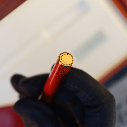 Vintage 1980s S.T. Dupont Montparnasse Chairman Fountain Pen – Amber Natural Lacquer Guilloché & 24K Gold Finish – Hallmarked 18K Solid Gold Nib (M) – Full Set NOS