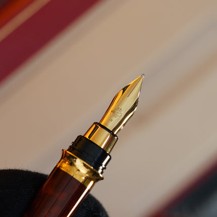 Vintage 1980s S.T. Dupont Montparnasse Fountain Pen – Tortoiseshell Natural Lacquer & 24K Gold Finish – Hallmarked 18K Solid Gold Nib (M) – Full Set NOS