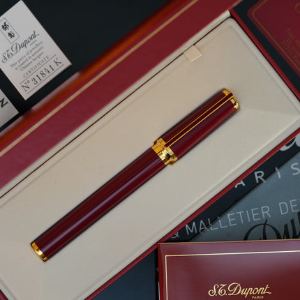Vintage St Dupont Luxury 24k Gold Finish Natural Lacquer 18k Solid Gold Nib M Fountain Pen