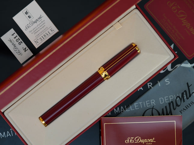 Vintage St Dupont Luxury 24k Gold Finish Natural Lacquer 18k Solid Gold Nib M Fountain Pen