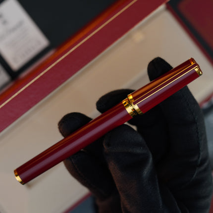 Vintage St Dupont Luxury 24k Gold Finish Natural Lacquer 18k Solid Gold Nib M Fountain Pen