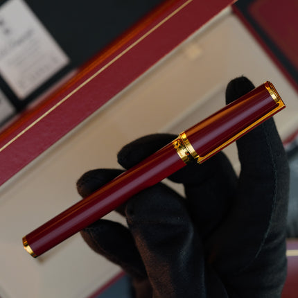 Vintage St Dupont Luxury 24k Gold Finish Natural Lacquer 18k Solid Gold Nib M Fountain Pen