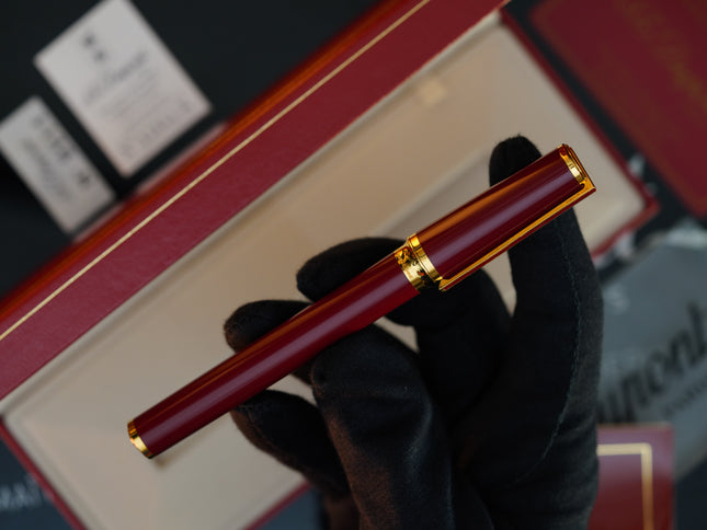 Vintage St Dupont Luxury 24k Gold Finish Natural Lacquer 18k Solid Gold Nib M Fountain Pen