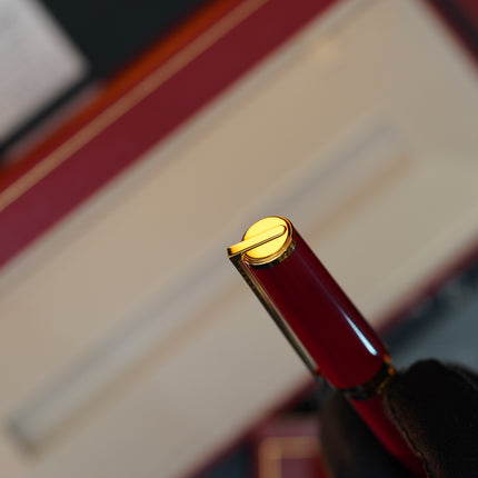 Vintage St Dupont Luxury 24k Gold Finish Natural Lacquer 18k Solid Gold Nib M Fountain Pen