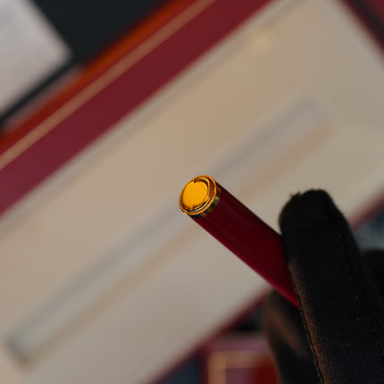 Vintage St Dupont Luxury 24k Gold Finish Natural Lacquer 18k Solid Gold Nib M Fountain Pen