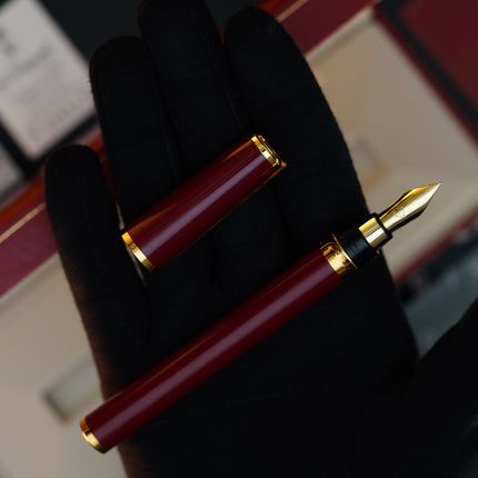 Vintage St Dupont Luxury 24k Gold Finish Natural Lacquer 18k Solid Gold Nib M Fountain Pen