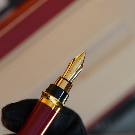Vintage St Dupont Luxury 24k Gold Finish Natural Lacquer 18k Solid Gold Nib M Fountain Pen