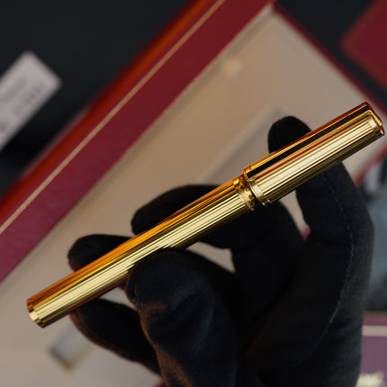 Vintage St Dupont Luxury 24k Gold Finish 18k Solid Gold Nib M Fountain Pen