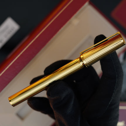 Vintage St Dupont Luxury 24k Gold Finish 18k Solid Gold Nib M Fountain Pen