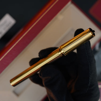 Vintage St Dupont Luxury 24k Gold Finish 18k Solid Gold Nib M Fountain Pen