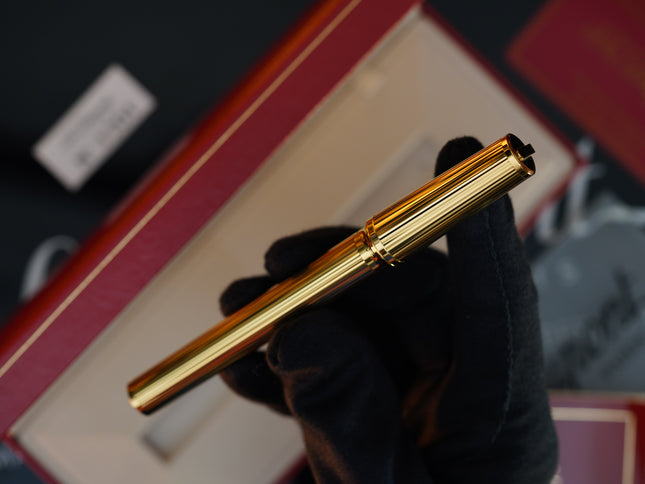 Vintage St Dupont Luxury 24k Gold Finish 18k Solid Gold Nib M Fountain Pen