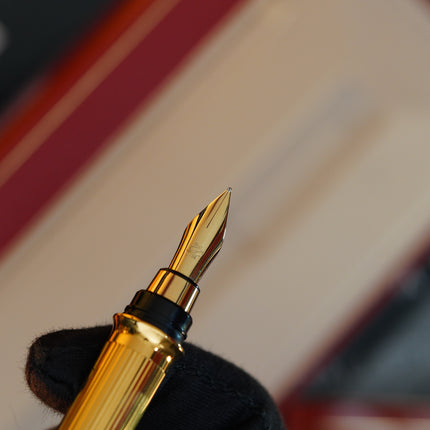Vintage St Dupont Luxury 24k Gold Finish 18k Solid Gold Nib M Fountain Pen
