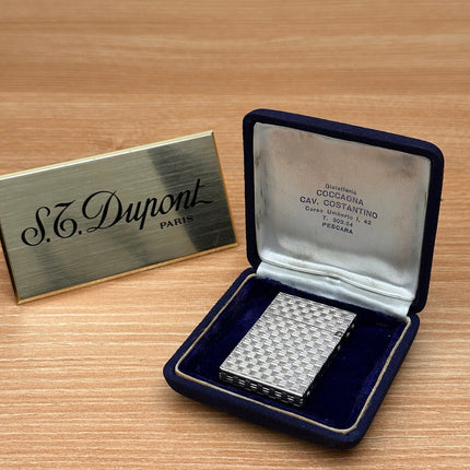 Vintage Tiffany & Co. Art Deco Sterling Silver Basket Weave Lighter \ amazing condition \ working perfect