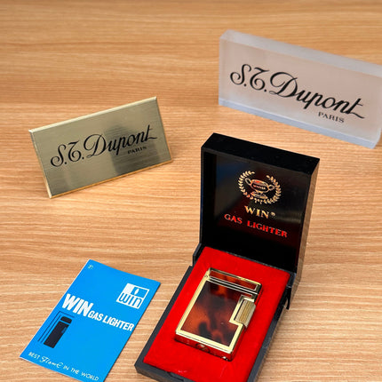 Vintage 1980 win 3500 Deluxe 24k electro gold plated rare pipe model / turtle shell lacquer with box working perfect \ premium high quality