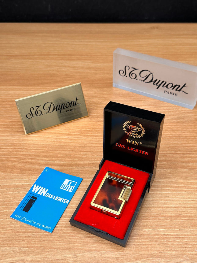 Vintage 1980 win 3500 Deluxe 24k electro gold plated rare pipe model / turtle shell lacquer with box working perfect \ premium high quality