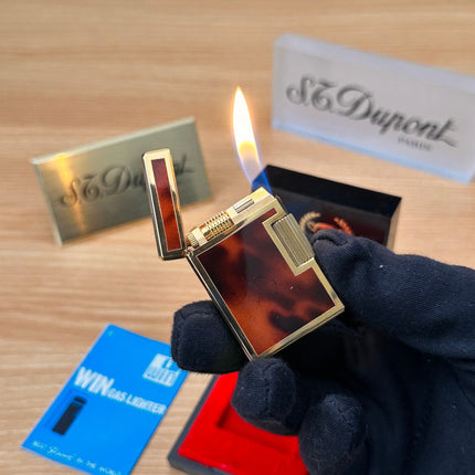 Vintage 1980 win 3500 Deluxe 24k electro gold plated rare pipe model / turtle shell lacquer with box working perfect \ premium high quality