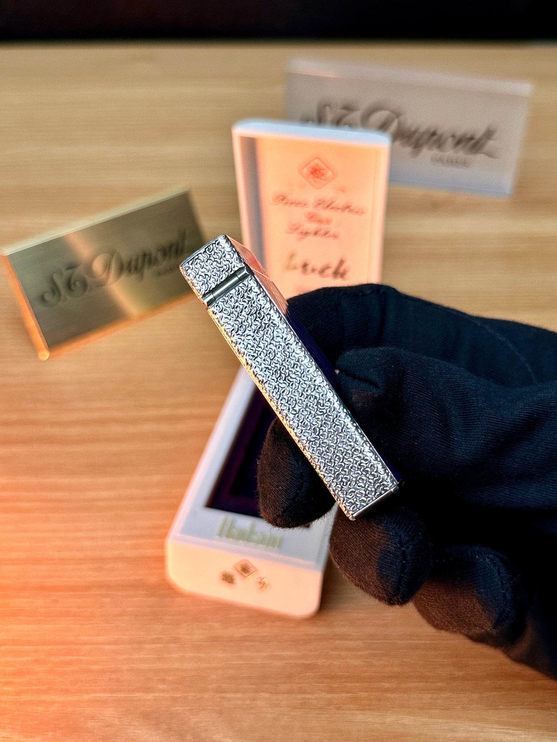Rare 1970 Hadson Solid Sterling Silver 925 Guilloché Blue Enamel \ with box never used / working perfect with hallmark