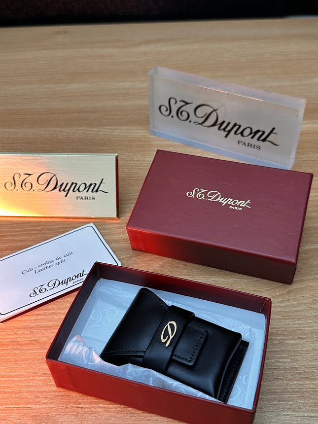 Authentic Vintage 1980 St Dupont Leather Lighter Carry case / for Ligne 1 Large size only / full set never used with all documents